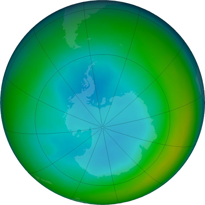 Antarctic ozone map for July 2019